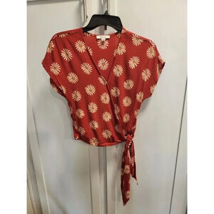 NWOT Madewell Cropped Sash-Tie Wrap Top in Daisy Daydream
